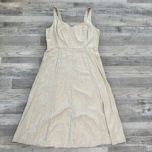 Old Navy linen blend natural color midi sundress smocked size XL C38